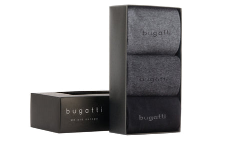 Bugatti® čarape (socks) 3-pak (3 para jednobojnih sokni u poklon pakovanju)